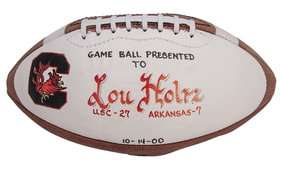 2000 University of South Carolina Game Ball Presented To Lou Holtz After Career Win #222 On 10/14/00 (Holtz LOA)